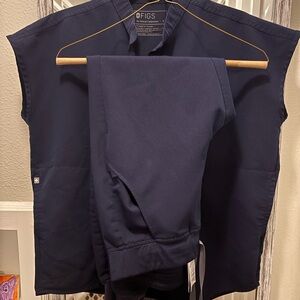 Figs Technical Collection Scrub Top in Deep Blue